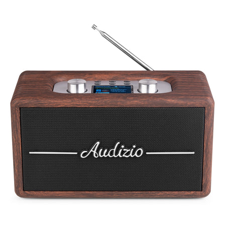 Audizio Tune60 - Radio portátil DAB+ y FM de diseño retro en madera oscura con Bluetooth - Tempo Shop