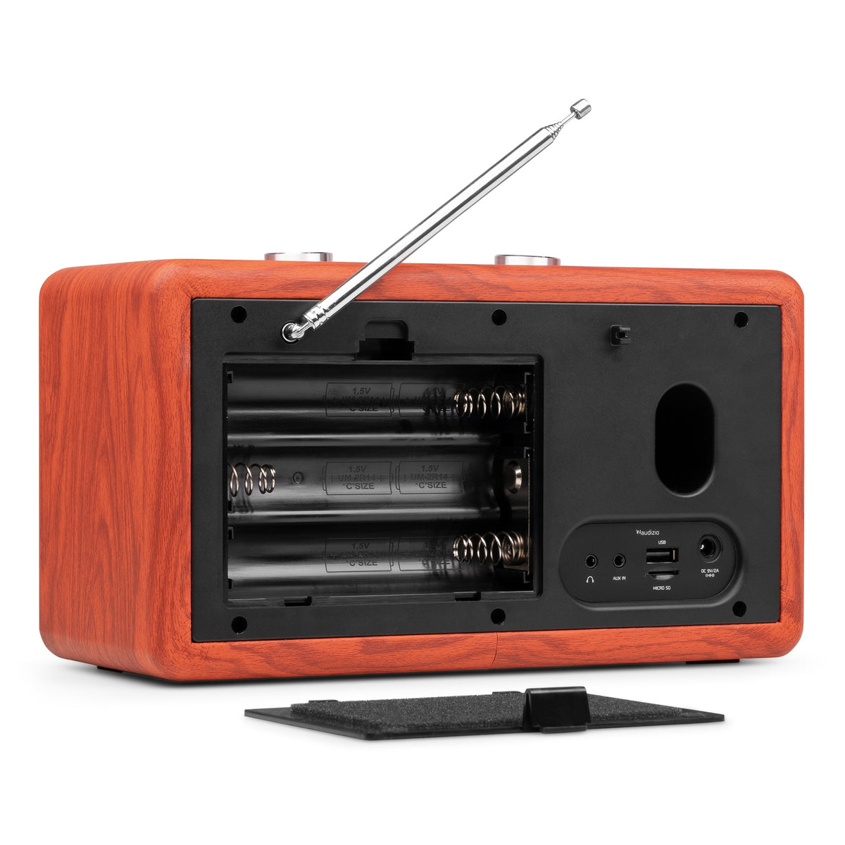 Audizio Tune60 - Radio portátil DAB+ y FM de estilo retro en madera de cereza con Bluetooth 5.0 y 40W - Tempo Shop