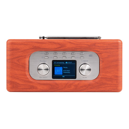 Audizio Tune60 - Radio portátil DAB+ y FM de estilo retro en madera de cereza con Bluetooth 5.0 y 40W - Tempo Shop