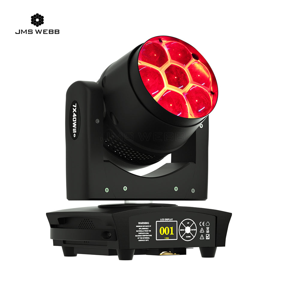 JMS WEBB Small Bee Eye 7×40W RGBW Moving Head Wash & Zoom SHEHDS MNZBW0740D