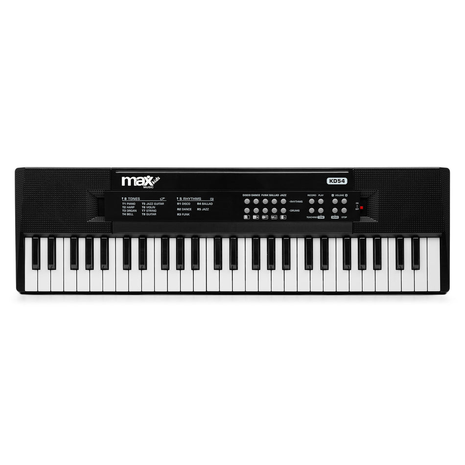 MAX KD54 - Teclado electrónico portátil de 54 teclas con batería y micrófono