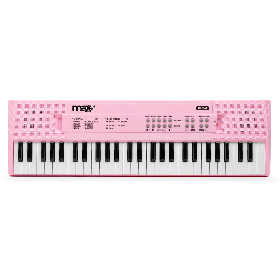 MAX KD54 [Rosa] - Teclado Electrónico Portátil de 54 Teclas con Batería y Micrófono