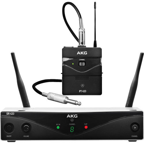 AKG WMS420 Instrument Set Band A - Sistema inalámbrico UHF para instrumento con petaca PT420, receptor SR420 y cable MKG L