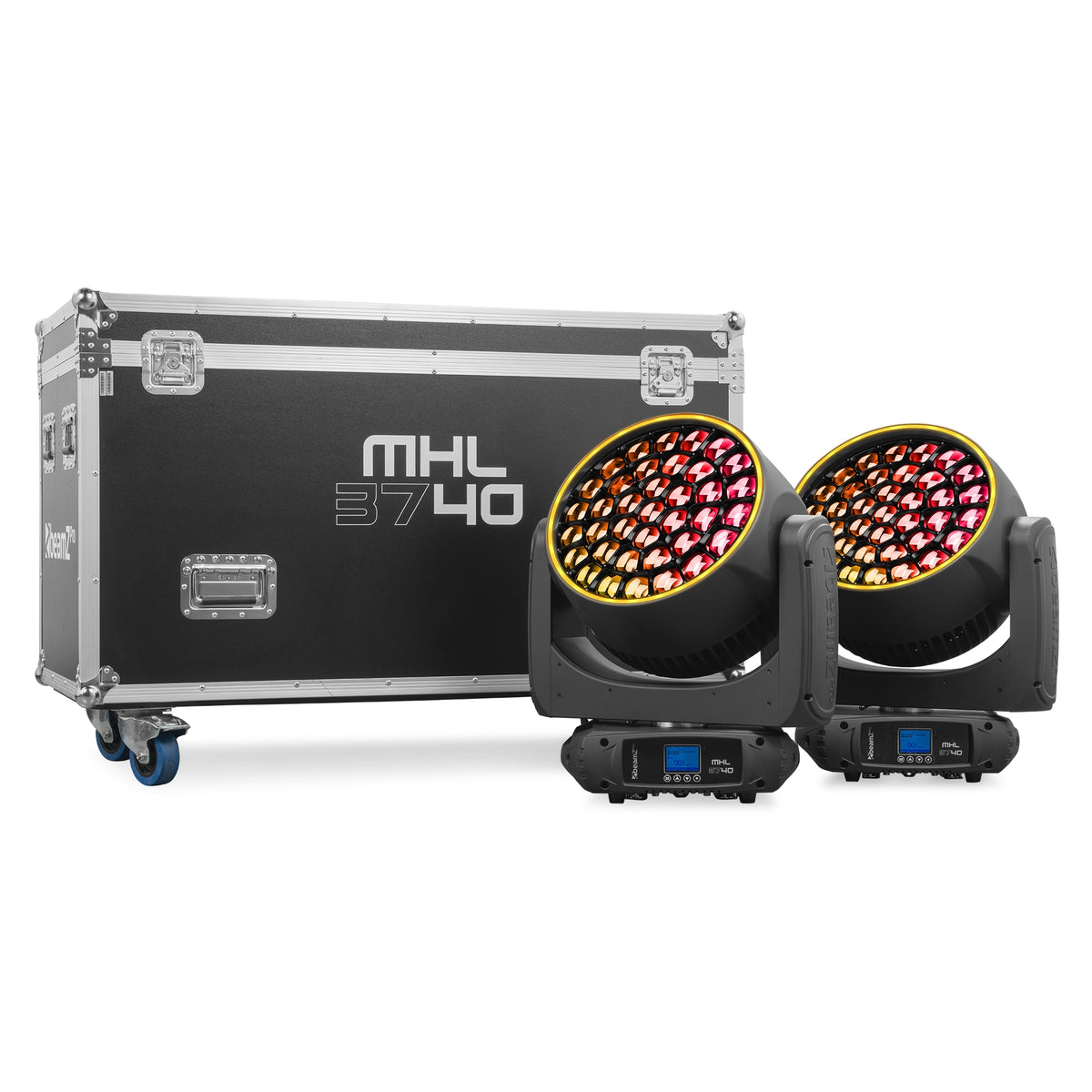 BeamZ Pro MHL3740 - Cabeza Móvil Wash LED con Zoom Motorizado y Flightcase (Kit de 2)