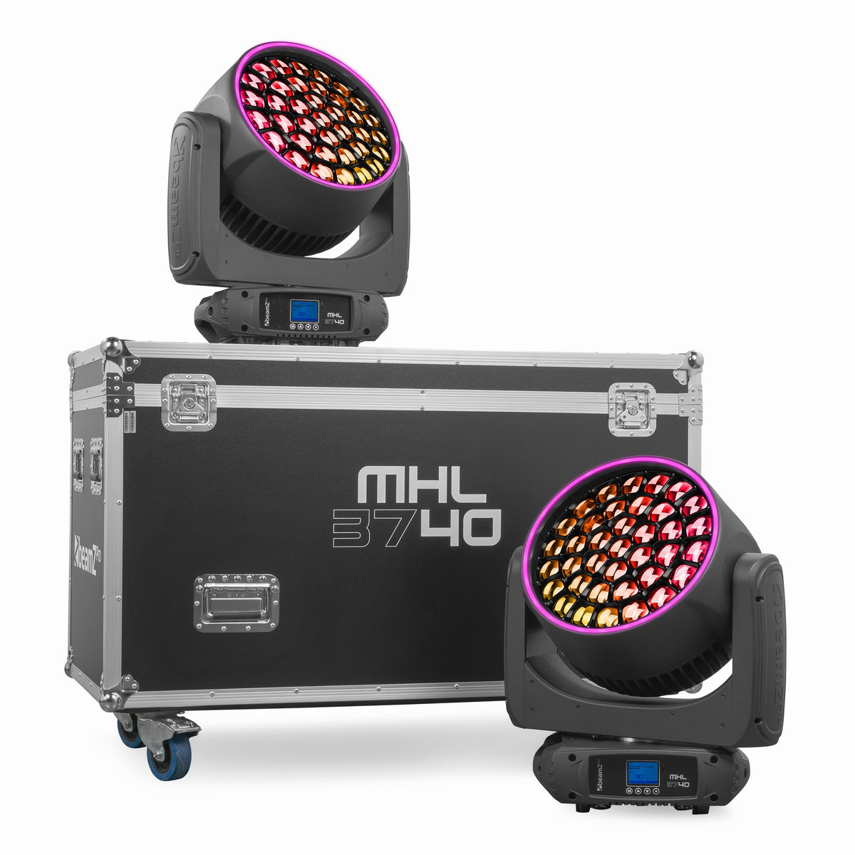 BeamZ Pro MHL3740 - Cabeza Móvil Wash LED con Zoom Motorizado y Flightcase (Kit de 2)