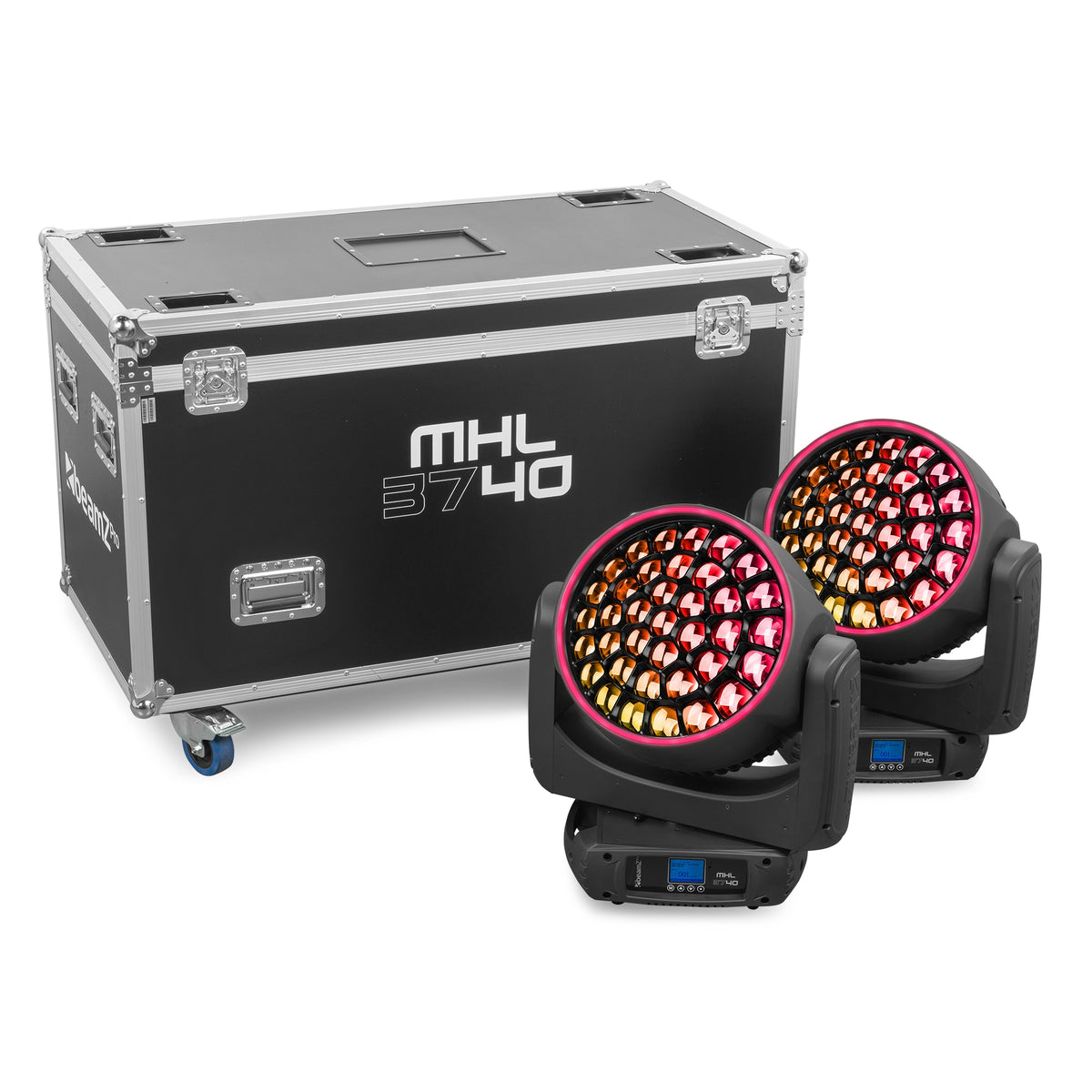 BeamZ Pro MHL3740 - Cabeza Móvil Wash LED con Zoom Motorizado y Flightcase (Kit de 2)