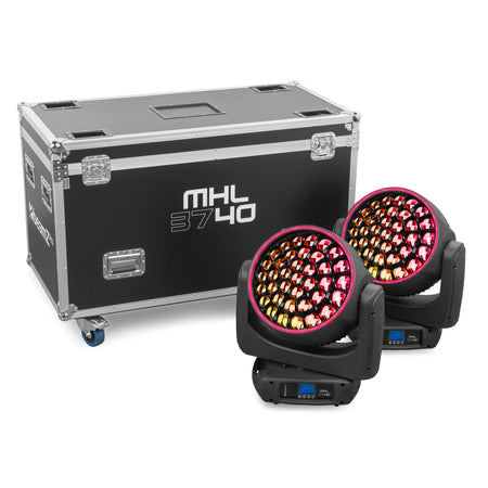 BeamZ Pro MHL3740 - Cabeza Móvil Wash LED con Zoom Motorizado y Flightcase (Kit de 2)