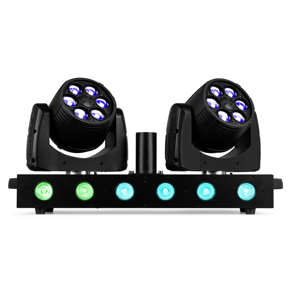 beamZ Fuze Twin - Barra de cabezas móviles wash con 2× (6×12 W RGBW) + T-bar 6×15 W, zoom y P-Con