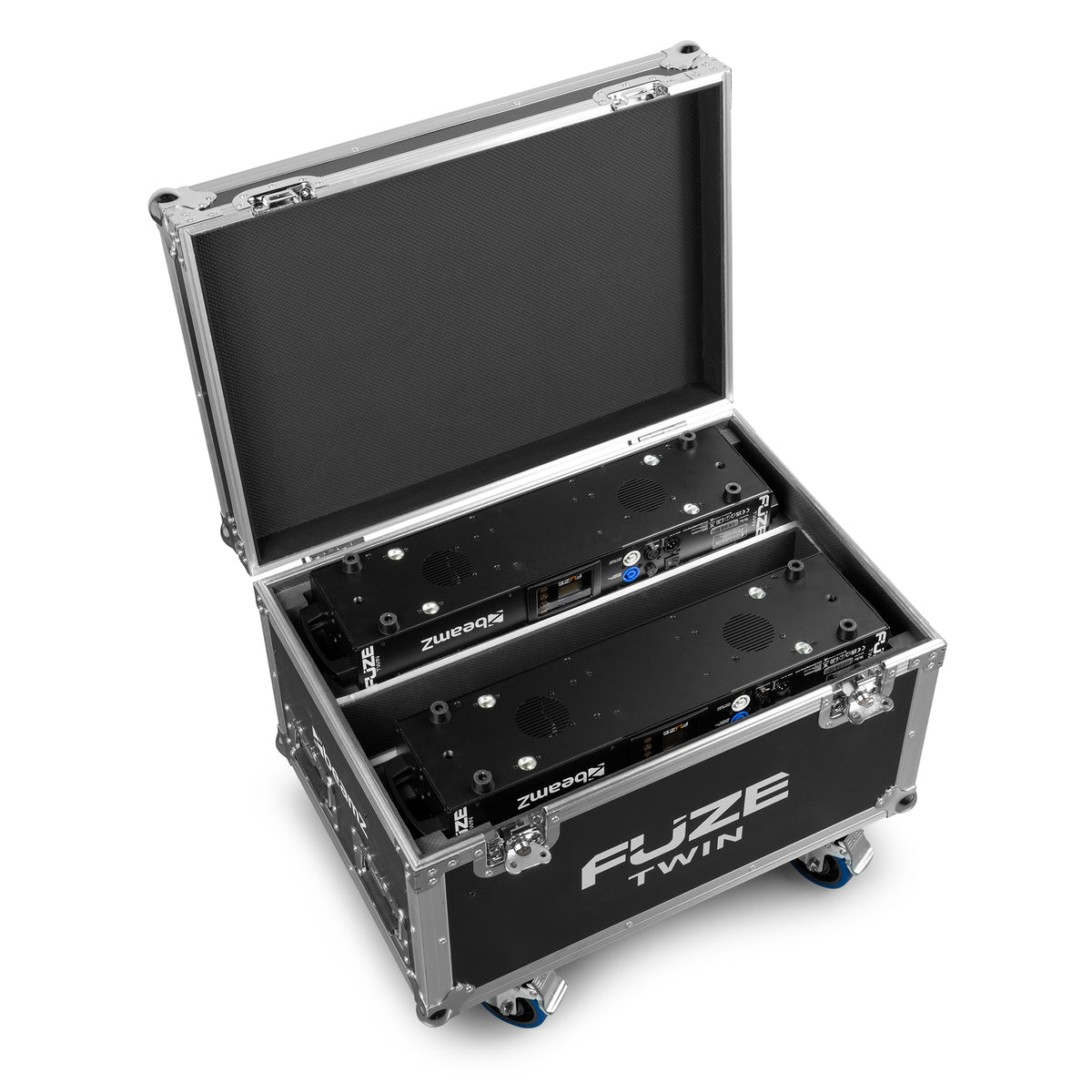 beamZ FCFTB - Flightcase con ruedas para 2 Fuze Twin (espuma a medida, panel 9 mm)