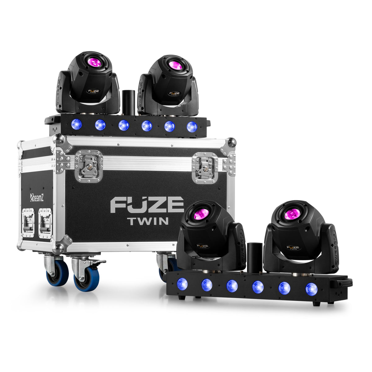 beamZ FCFTB - Flightcase con ruedas para 2 Fuze Twin (espuma a medida, panel 9 mm)