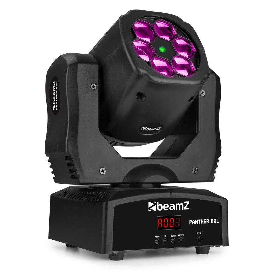 beamZ Panther80L - Cabeza móvil LED Bee Eye 6×12 W RGBW con disco de lentes y DMX
