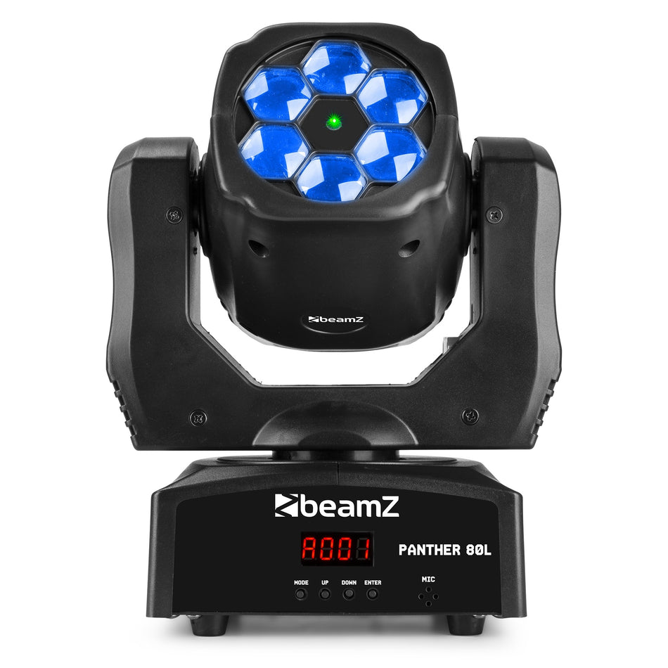 beamZ Panther80L - Cabeza móvil LED Bee Eye 6×12 W RGBW con disco de lentes y DMX