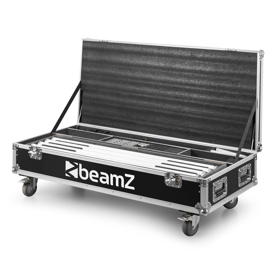 beamZ Zeus Battery Tube Set - Juego de 8 tubos LED RGBW 5-en-1 con batería y flightcase con carga