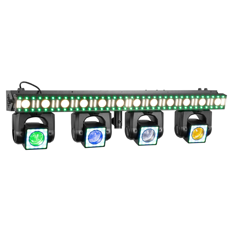 BEAMZ ShowBar GO Edge - Sistema de iluminación profesional con 4 cabezas móviles y barra LED estroboscópica - Tempo Shop