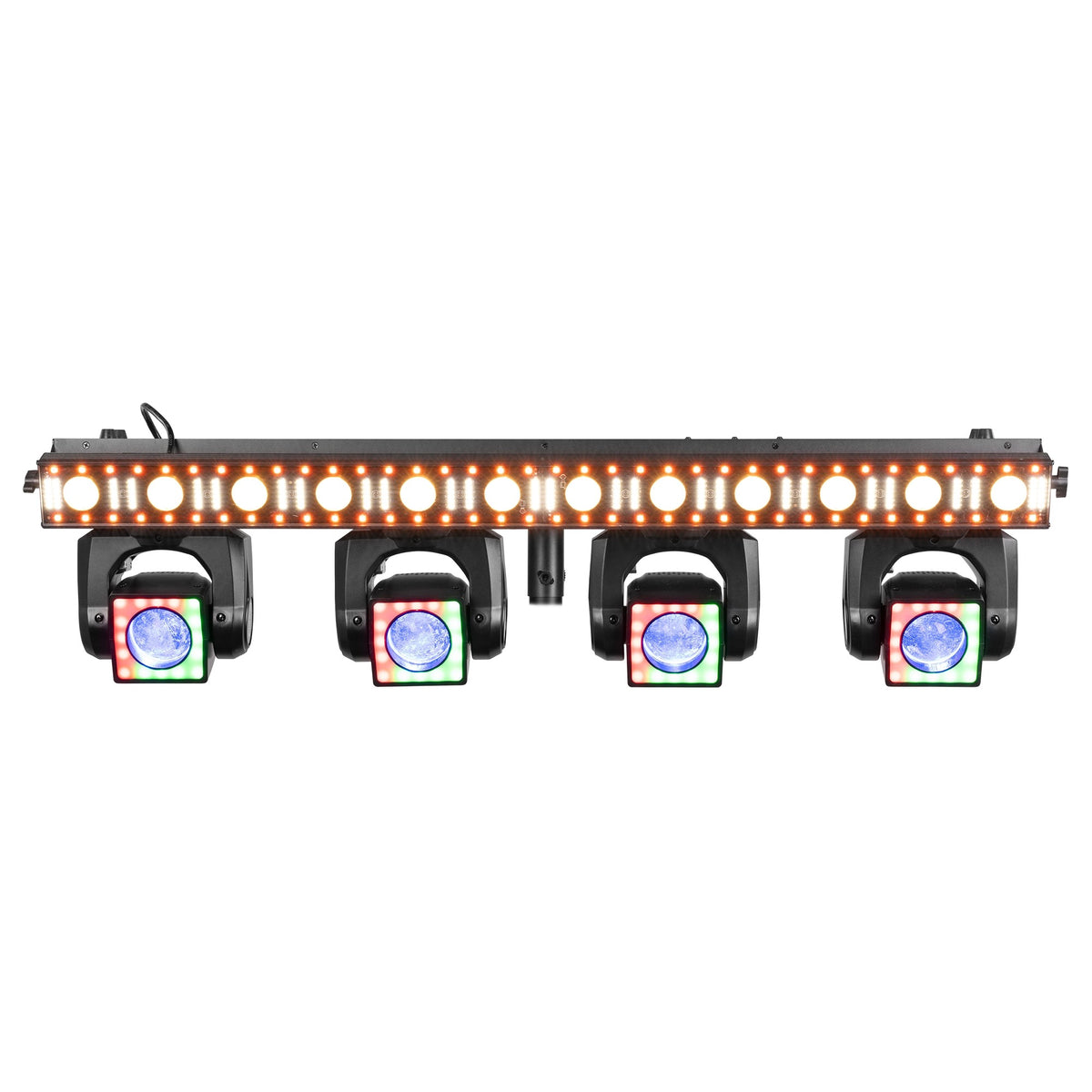 BEAMZ ShowBar GO Edge - Sistema de iluminación profesional con 4 cabezas móviles y barra LED estroboscópica - Tempo Shop