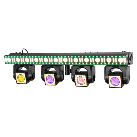 BEAMZ ShowBar GO Edge - Sistema de iluminación profesional con 4 cabezas móviles y barra LED estroboscópica - Tempo Shop