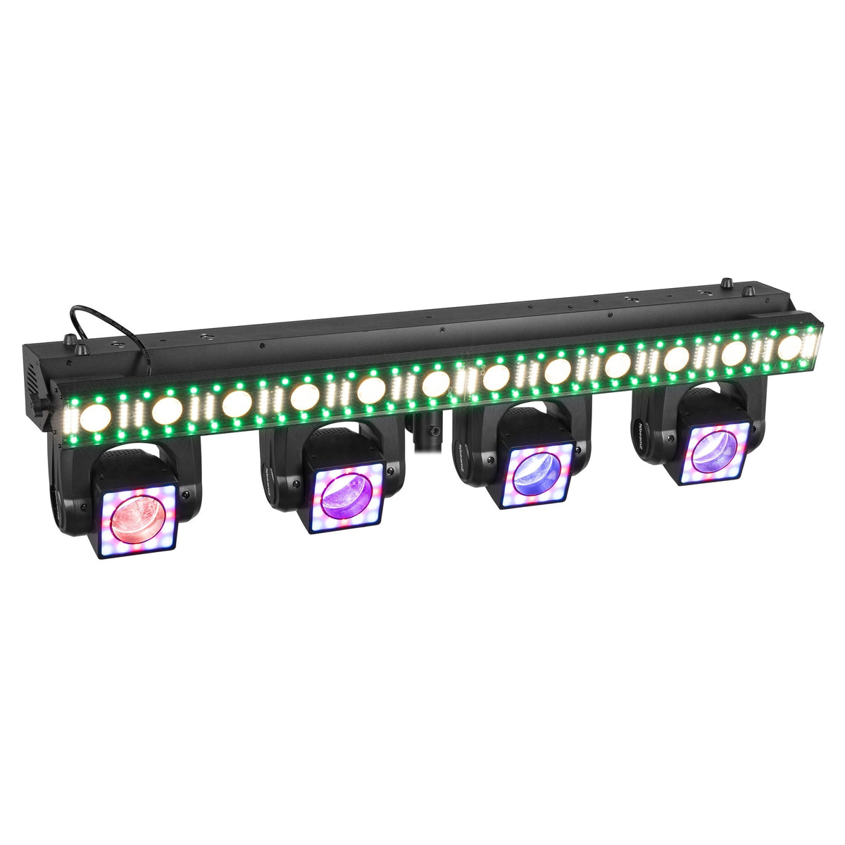 BEAMZ ShowBar GO Edge - Sistema de iluminación profesional con 4 cabezas móviles y barra LED estroboscópica - Tempo Shop