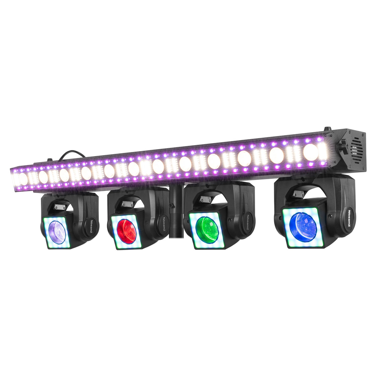 BEAMZ ShowBar GO Edge - Sistema de iluminación profesional con 4 cabezas móviles y barra LED estroboscópica - Tempo Shop