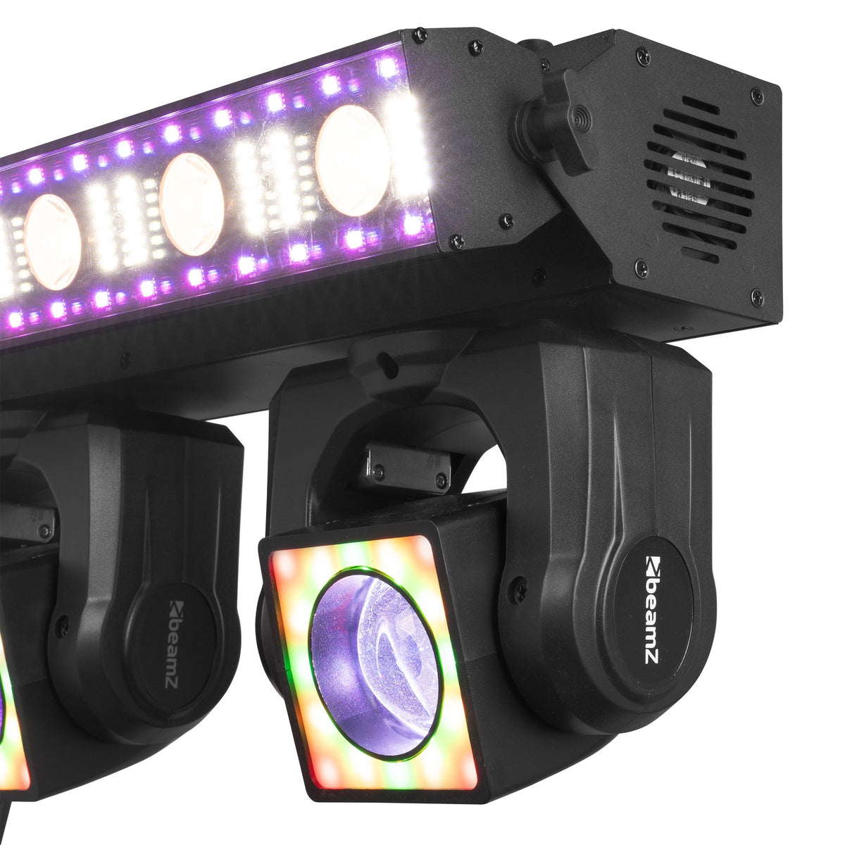 BEAMZ ShowBar GO Edge - Sistema de iluminación profesional con 4 cabezas móviles y barra LED estroboscópica - Tempo Shop