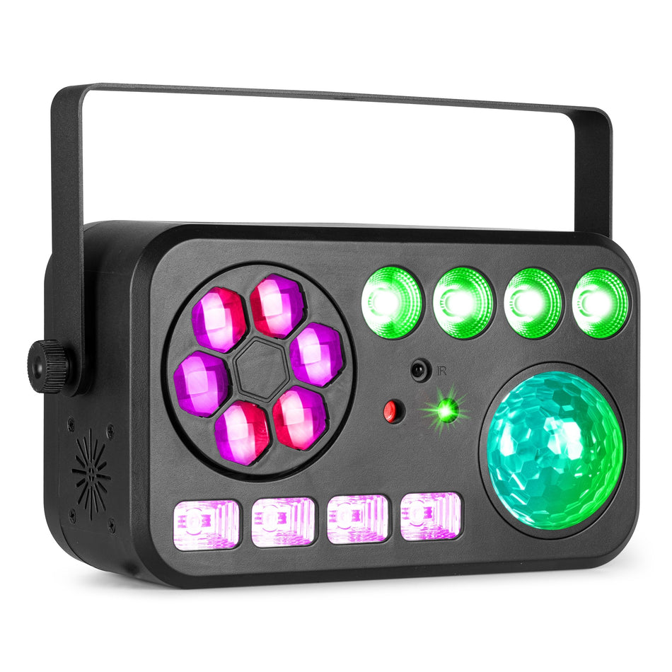 beamZ Shimmer2 - Efecto LED multiefecto 6-en-1 con DMX de 16 canales y mando IR