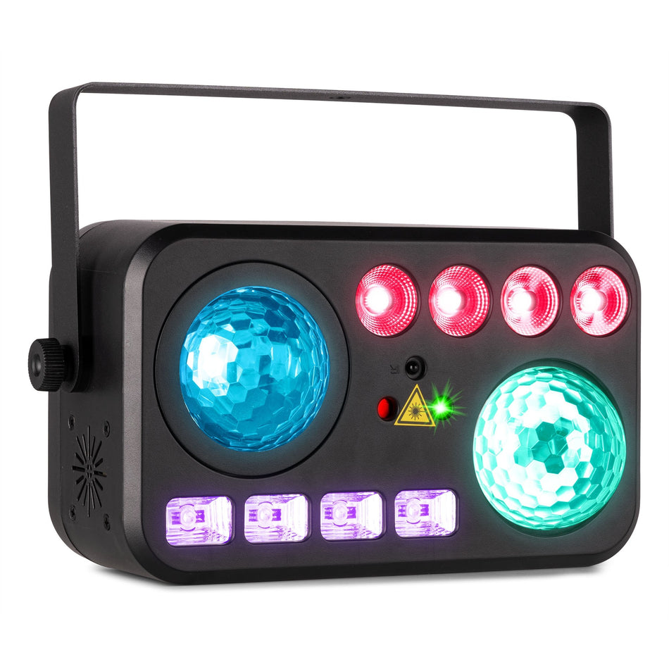 beamZ Shimmer6 - Efecto LED 6-en-1 con Water Wave, Jelly Ball, PAR RGBW, UV, estrobo y patrón rojo/verde
