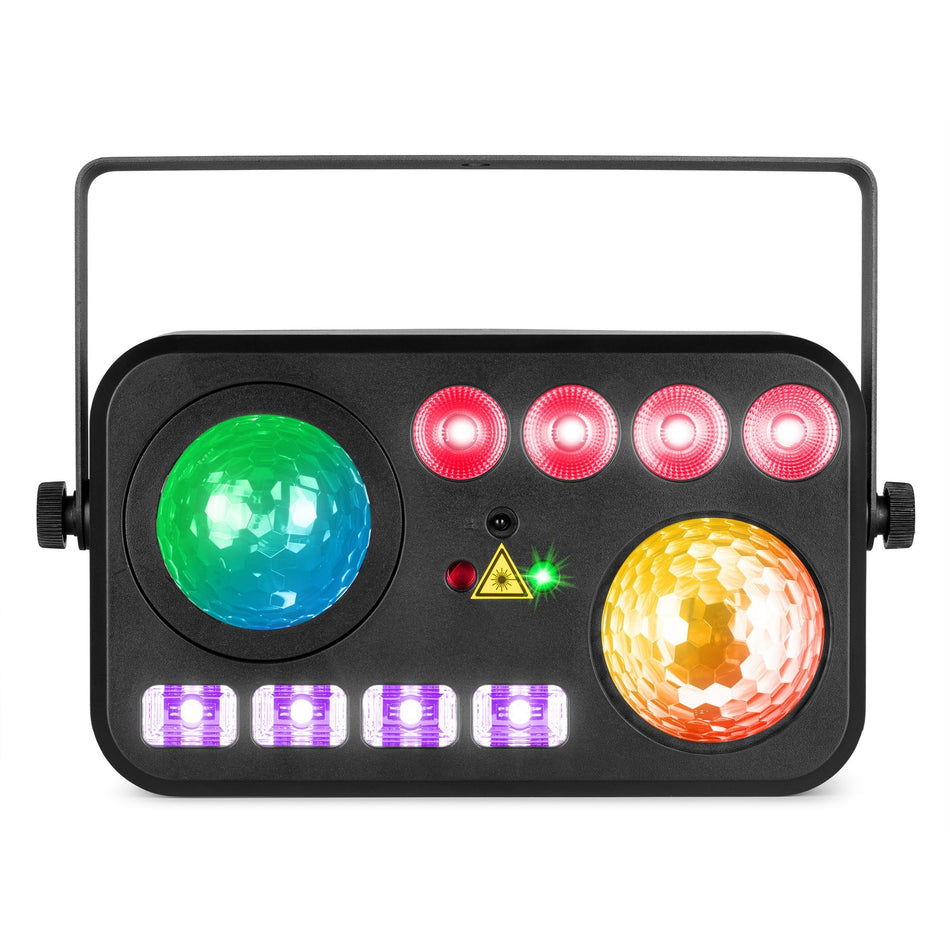 beamZ Shimmer6 - Efecto LED 6-en-1 con Water Wave, Jelly Ball, PAR RGBW, UV, estrobo y patrón rojo/verde