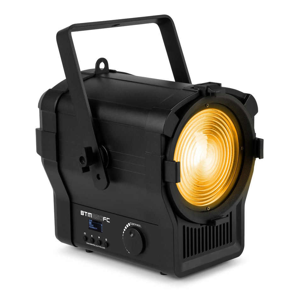 beamZ Pro BTM250FC - Foco Fresnel LED 250W RGBALC con zoom motorizado 15°-55° para teatro y estudio