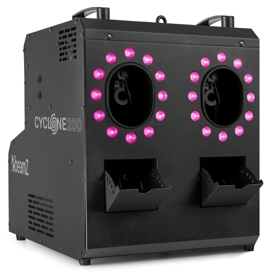 beamZ Cyclone200 - Máquina de humo y burbujas 4-en-1 con 24 LED RGBW, DMX 11 ch y doble depósito de 1,2 L