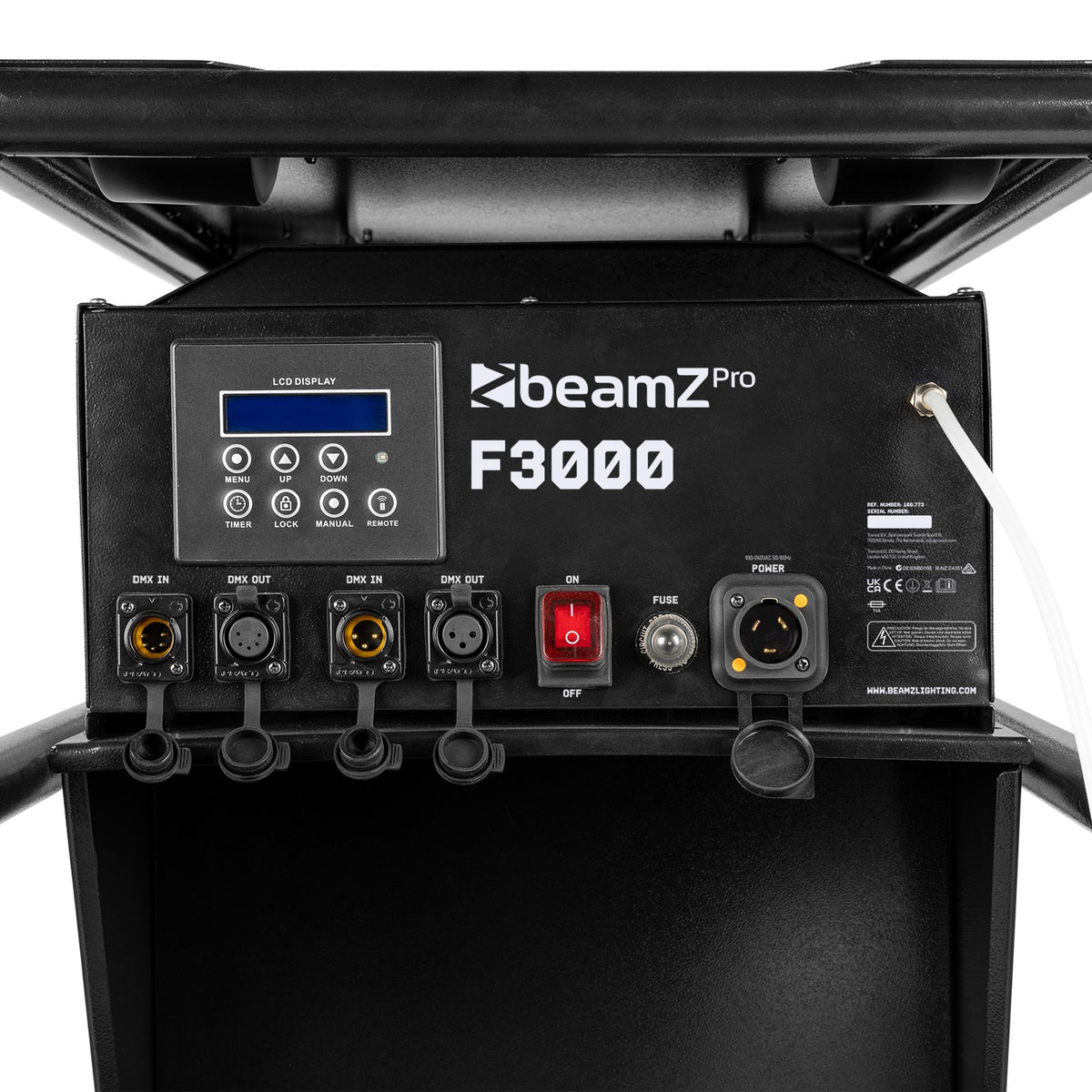 BeamZ Pro F3000 Pro Haze - Máquina de niebla profesional en trolley - Tempo Shop