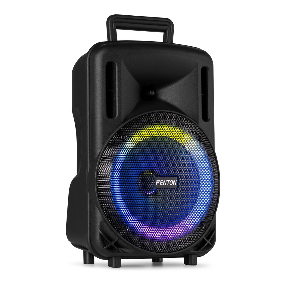 Fenton FT08LED MK2 - Altavoz Activo Portátil de 8" y 300W con Bluetooth y Micrófono Inalámbrico