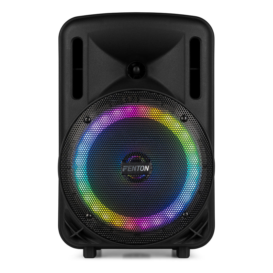 Fenton FT08LED MK2 - Altavoz Activo Portátil de 8" y 300W con Bluetooth y Micrófono Inalámbrico