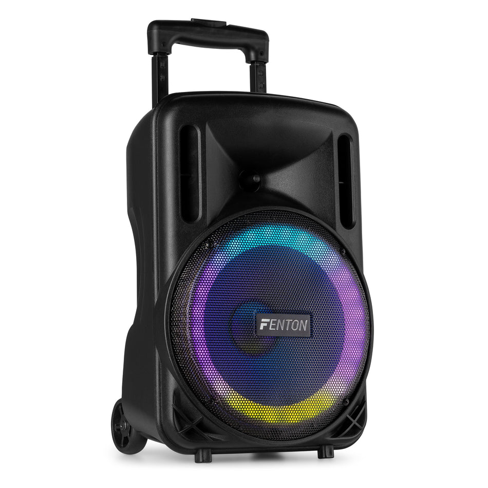 Fenton FT10LED MK2 - Altavoz Portátil Activo 10" 450W con Bluetooth, Micrófono Inalámbrico y Efectos LED