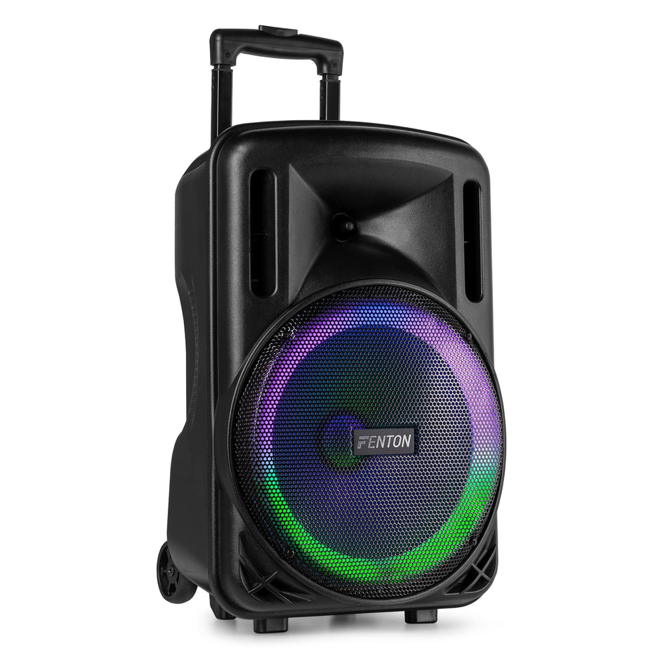 Fenton FT12LED MK2 - Altavoz Activo Portátil de 12" y 700W con Bluetooth y Micrófono Inalámbrico