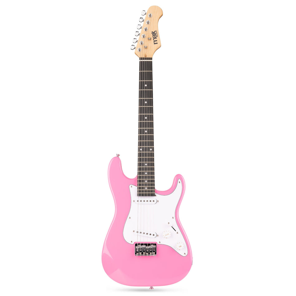 Max GigKit Junior - Set de Guitarra Eléctrica Rosa 3/4 con Amplificador de 20W y Accesorios