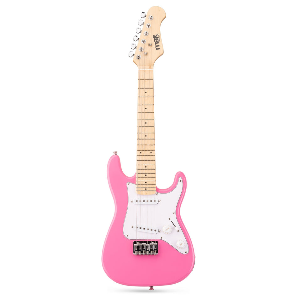 Max GigKit Junior - Guitarra Eléctrica Rosa 1/4 con Amplificador y Pack de Accesorios Completo