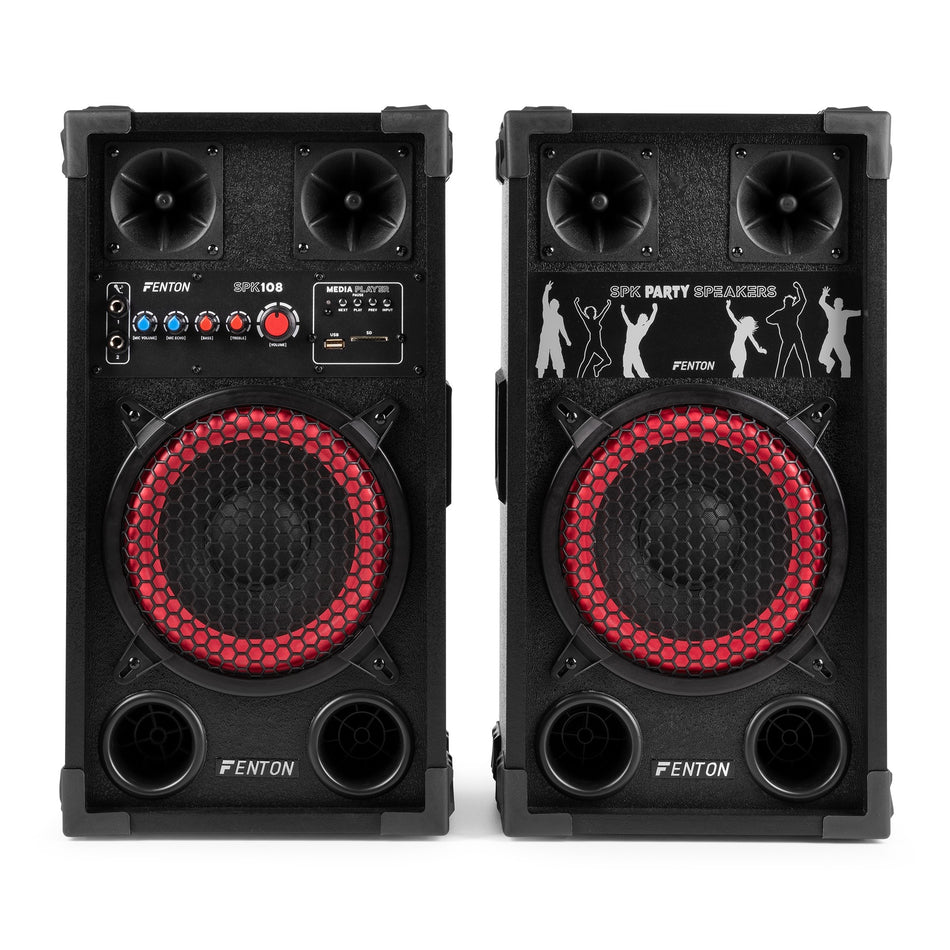 Fenton SPK-108 - Set de Altavoces Activos PA de 8" con Bluetooth y Karaoke