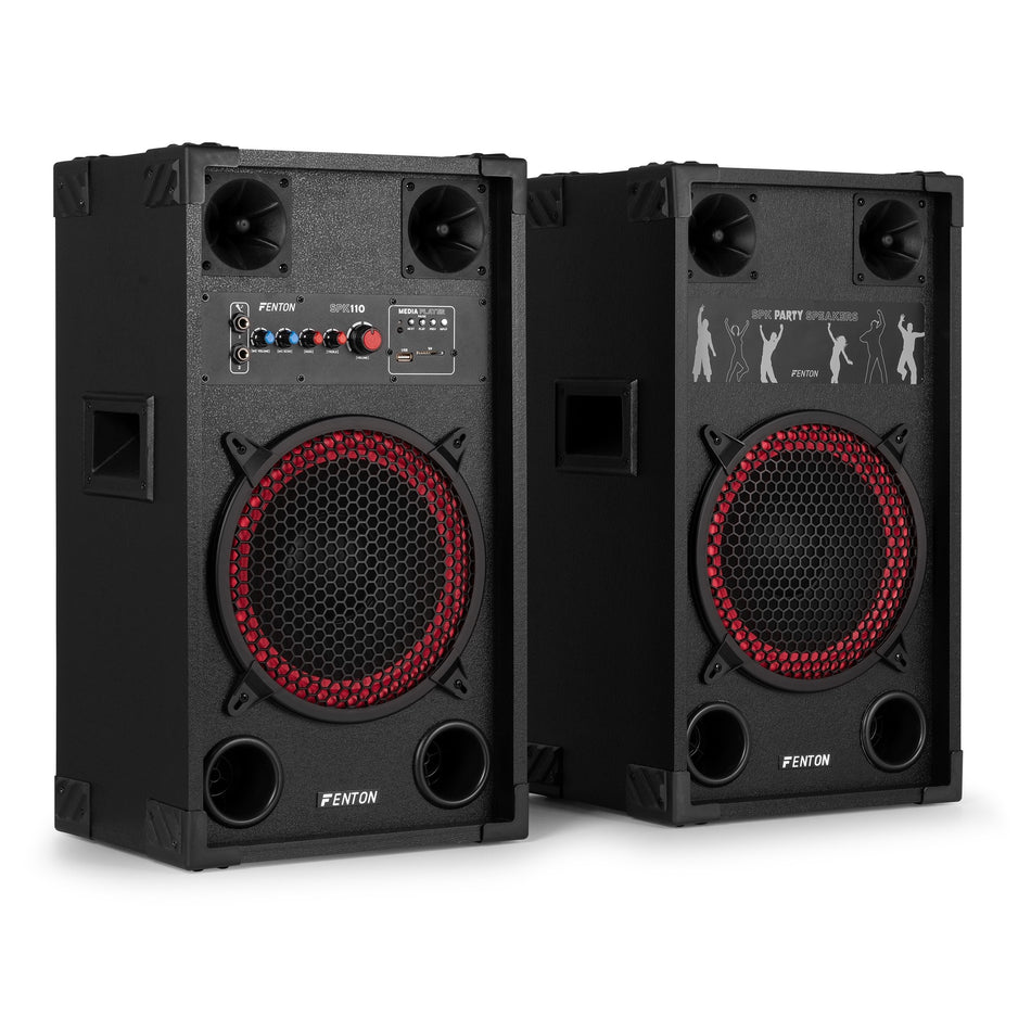 Fenton SPK-110 - Sistema de Altavoces Activos PA 10" con Bluetooth y Karaoke (600W)