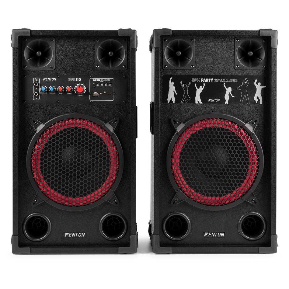 Fenton SPK-110 - Sistema de Altavoces Activos PA 10" con Bluetooth y Karaoke (600W)