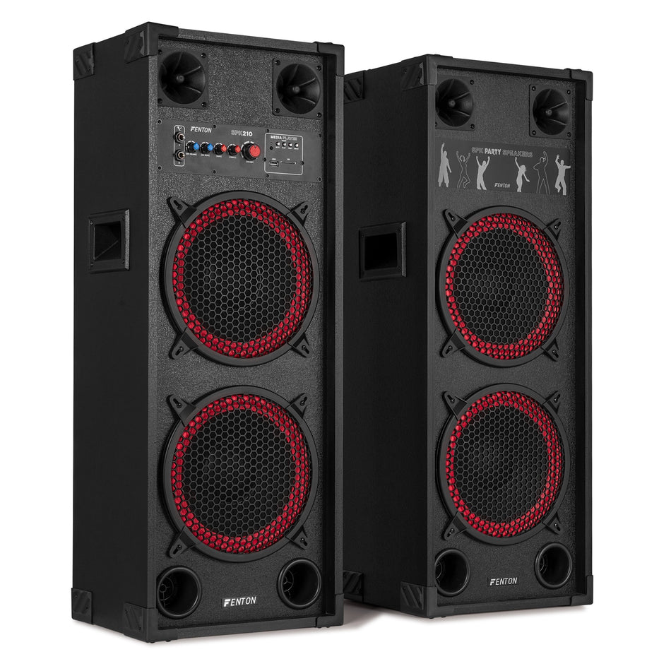 Fenton SPK-210 - Set de Altavoces Activos PA de 1200W con Bluetooth y Doble 10"