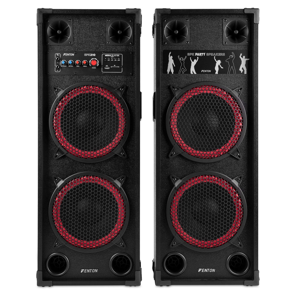 Fenton SPK-210 - Set de Altavoces Activos PA de 1200W con Bluetooth y Doble 10"