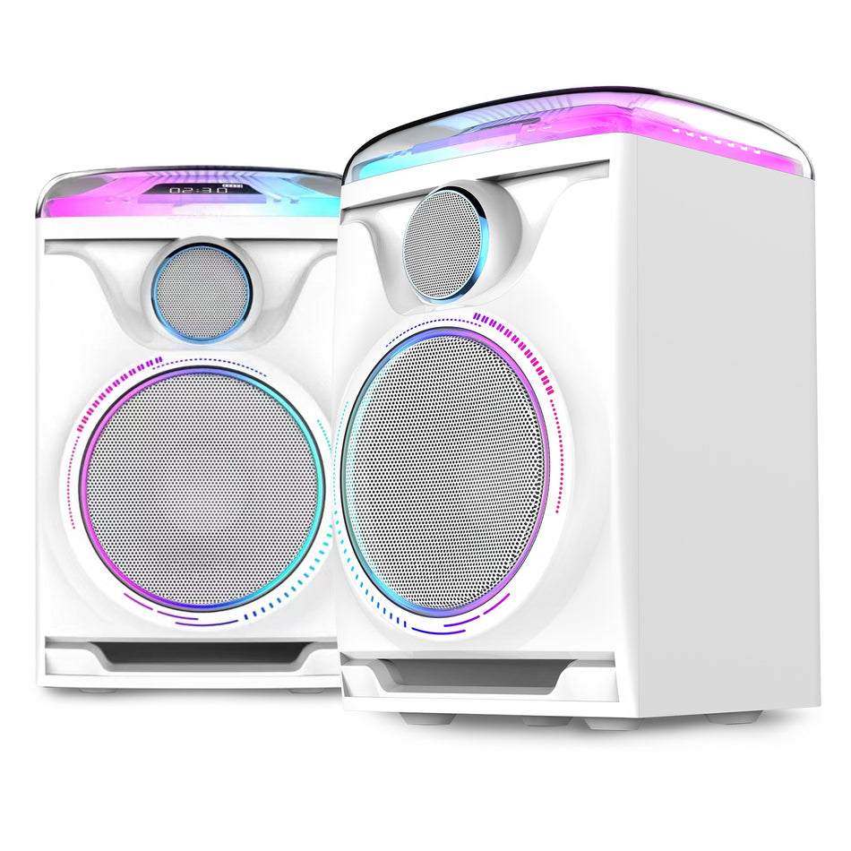 Fenton Track 2.0 [Blanco] - Juego de Altavoces Activos Hi-Fi con Bluetooth y Efectos LED