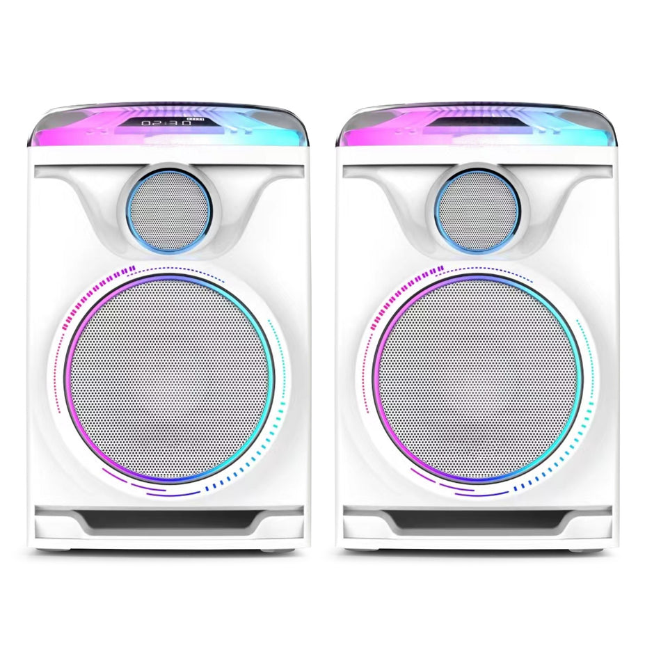 Fenton Track 2.0 [Blanco] - Juego de Altavoces Activos Hi-Fi con Bluetooth y Efectos LED