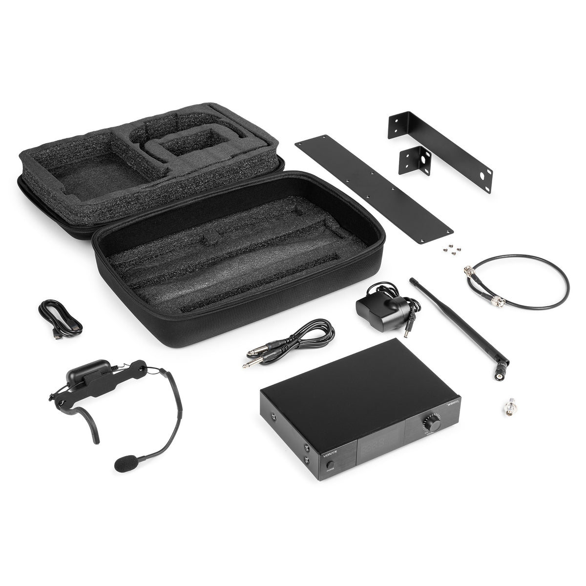 Vonyx WSH20 - Micrófonos deportivos inalámbricos con receptor de 19 pulgadas - Tempo Shop