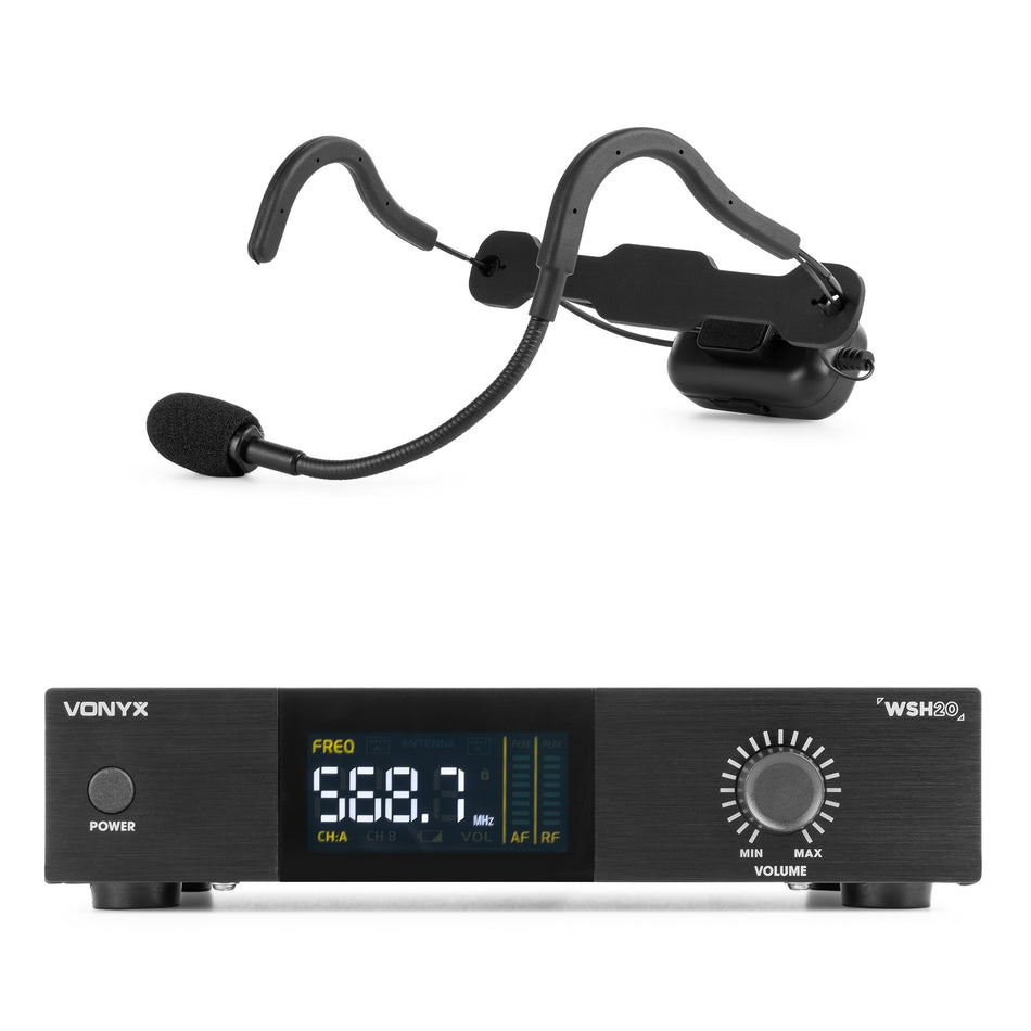 Vonyx WSH20 - Micrófonos deportivos inalámbricos con receptor de 19 pulgadas - Tempo Shop