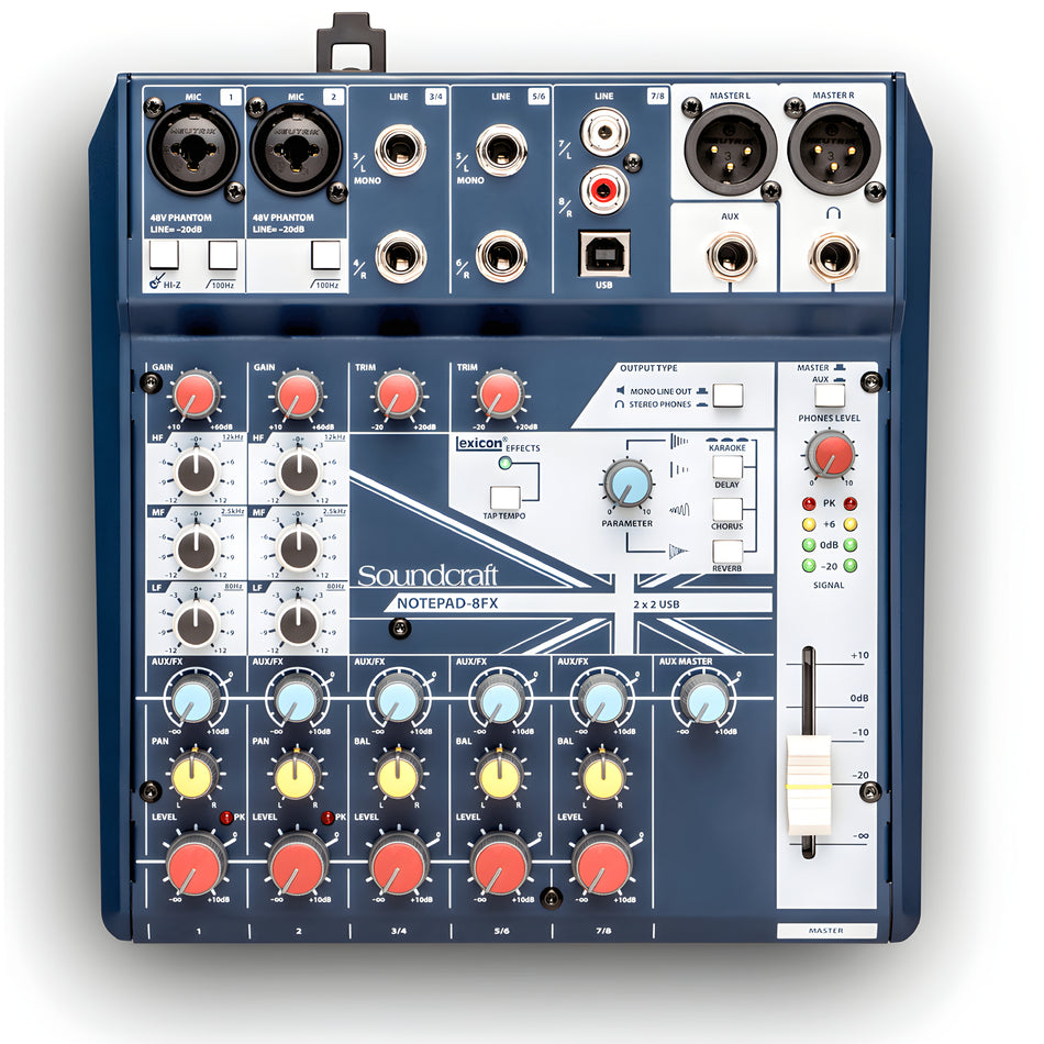 Soundcraft Notepad-8FX Consola de mezcla analógica de formato pequeño con E/S USB