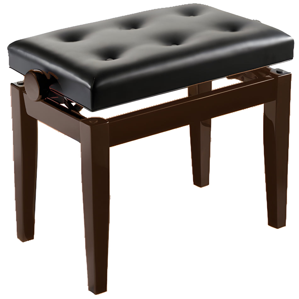 OQAN PIANO BENCH BGM ROSEWOOD-BLACK - Banqueta de madera satinada para piano regulable en altura