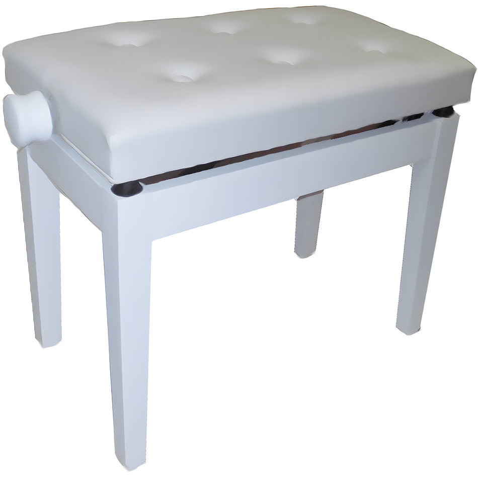 OQAN PIANO BENCH BGM WHITE-WHITE - Banqueta de madera satinada para piano regulable en altura