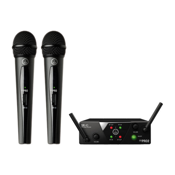 AKG WMS40 Mini2 Dual Vocal Set ISM2/ISM3 - Sistema inalámbrico UHF con 2 micrófonos de mano y receptor SR40 Mini2
