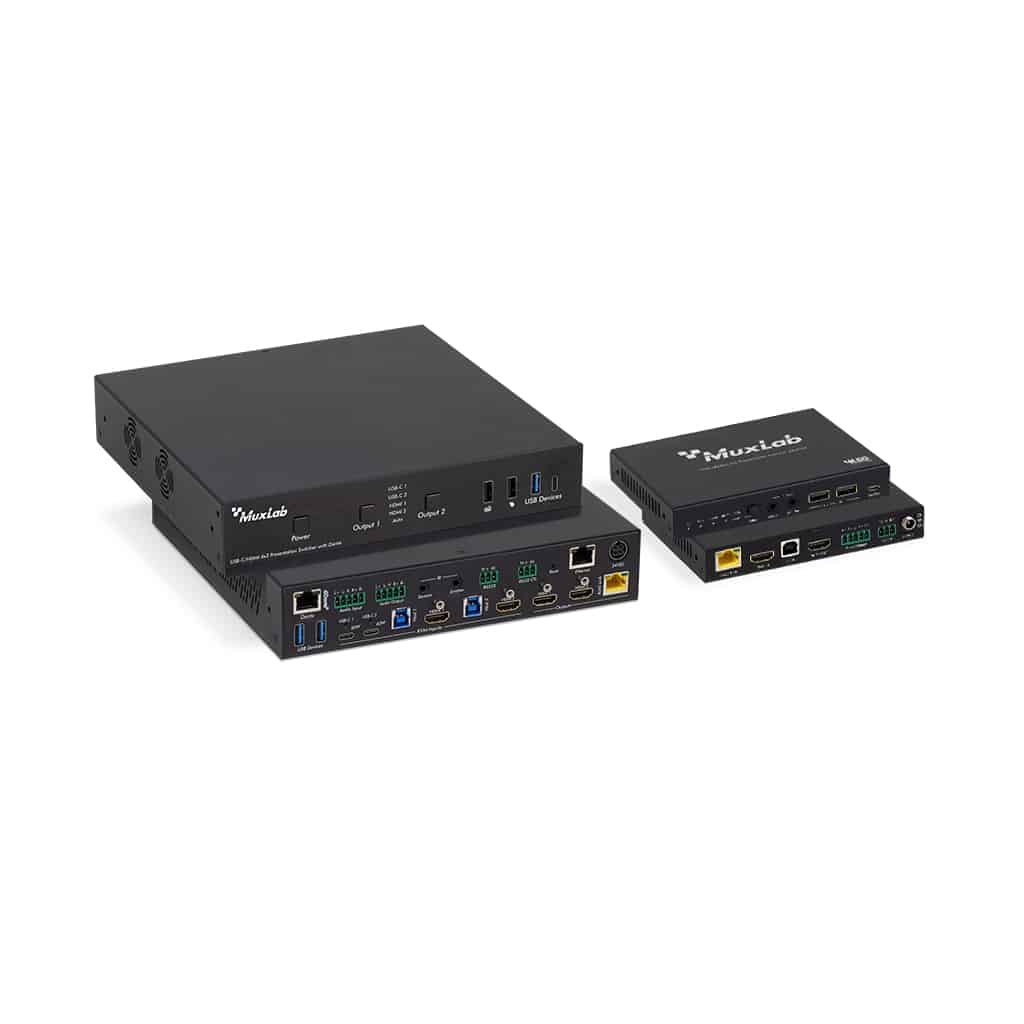 MuxLab IMU-500532 - Switcher de Presentación USB-C/HDMI 4x2 con Dante - Tempo Shop