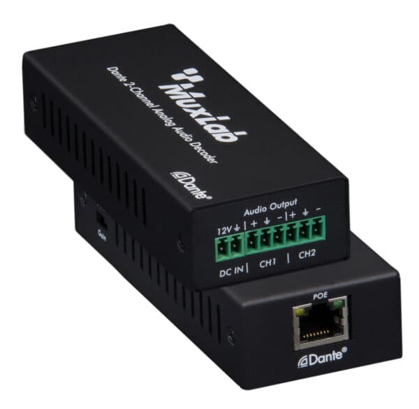 MuxLab IMU-500552 - 2-Channel Dante Analog Audio Decoder